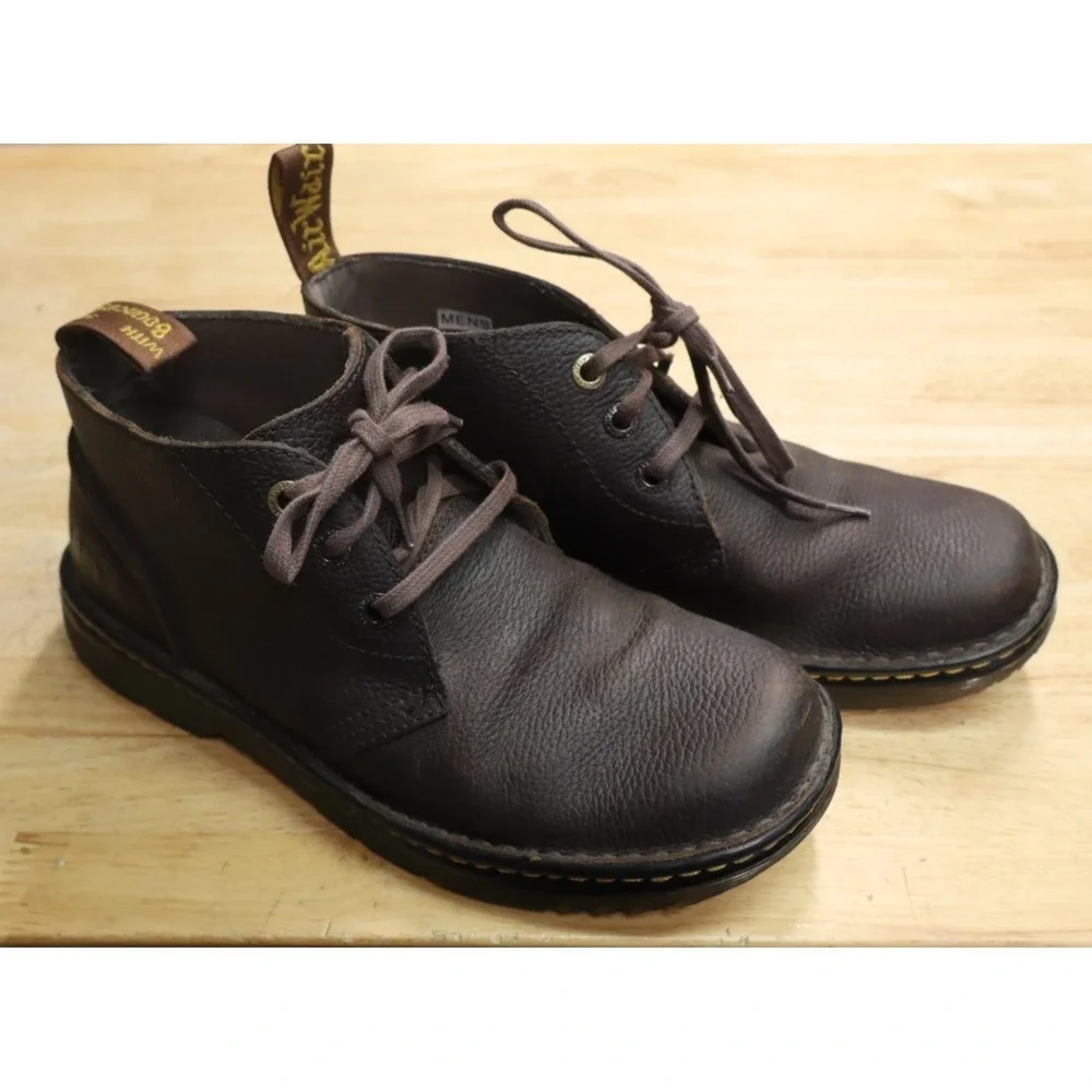 Dr Martens Industrial Sussex Brown Leather Docs‎ Boots Shoe Lace Mens Size 9